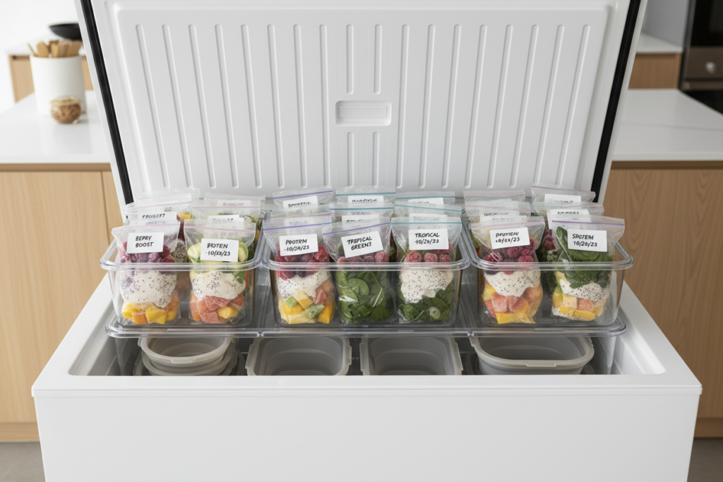 smoothie prep containers and storage