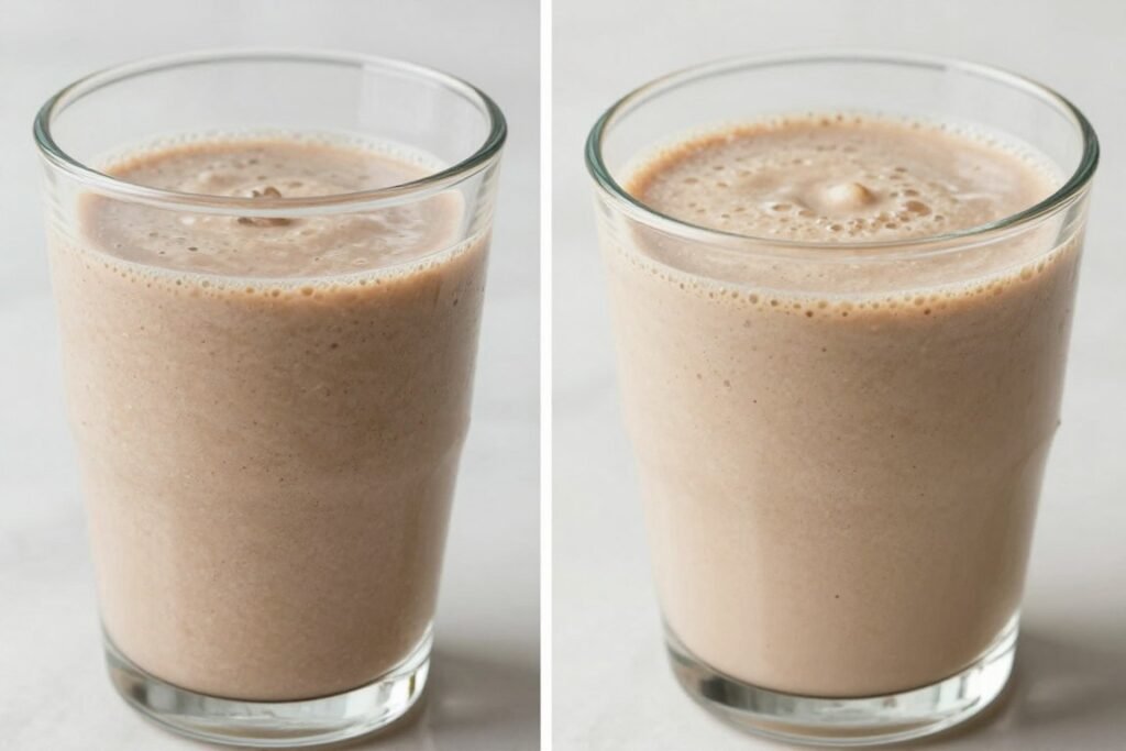 split image showing wrong and right way to make smoothies split image showing wrong and right way to make smoothies
