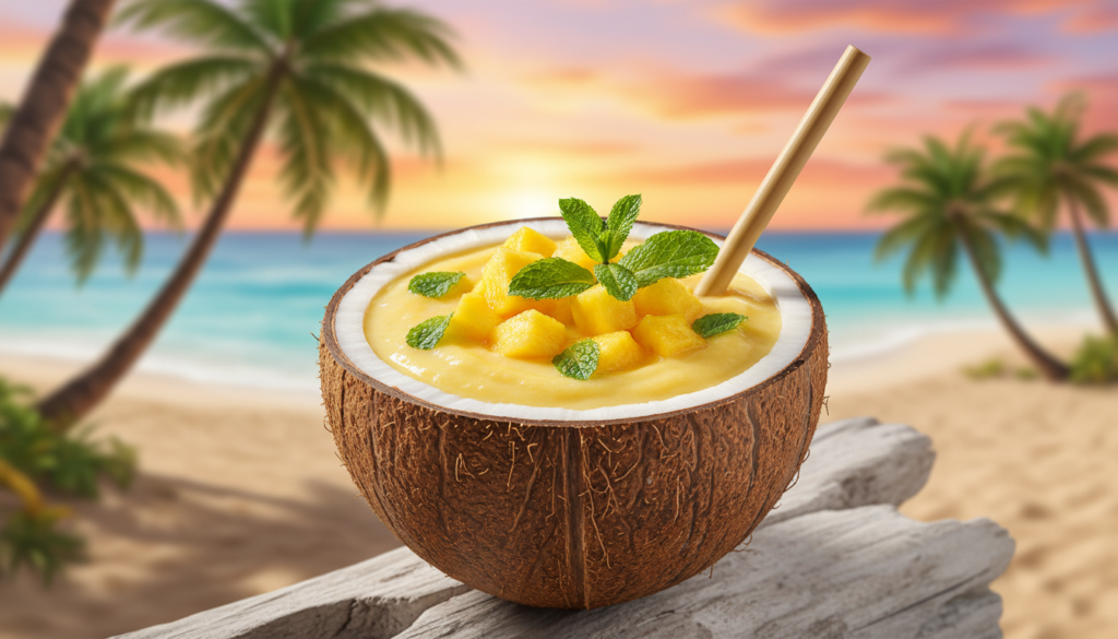 tropical skin renewal smoothie with pineapple and mango