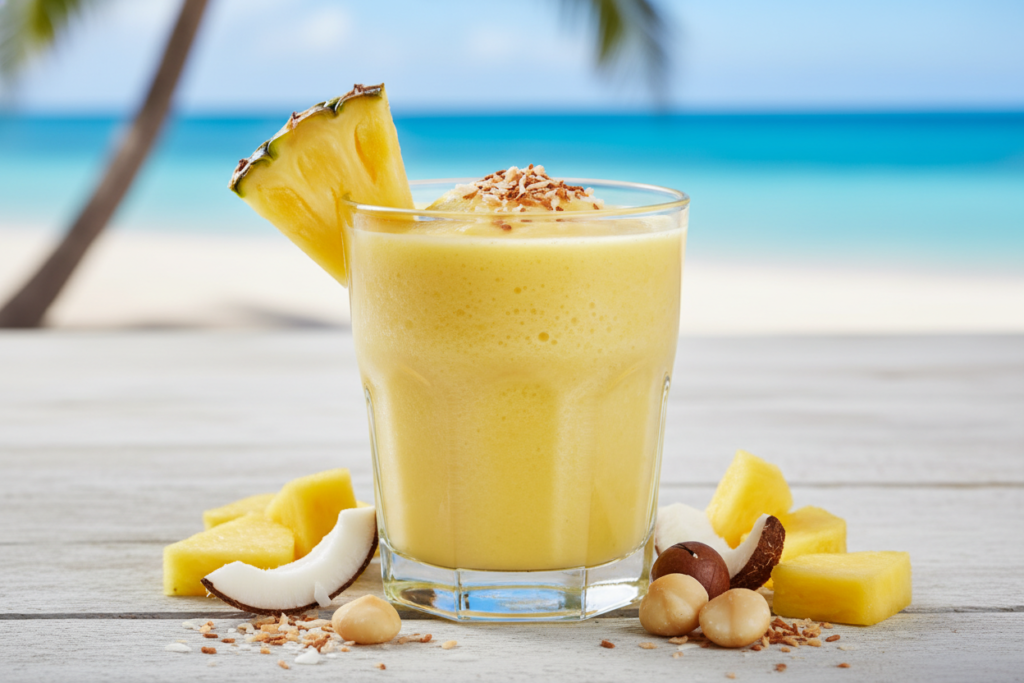 tropical smoothie with pineapple and coconut