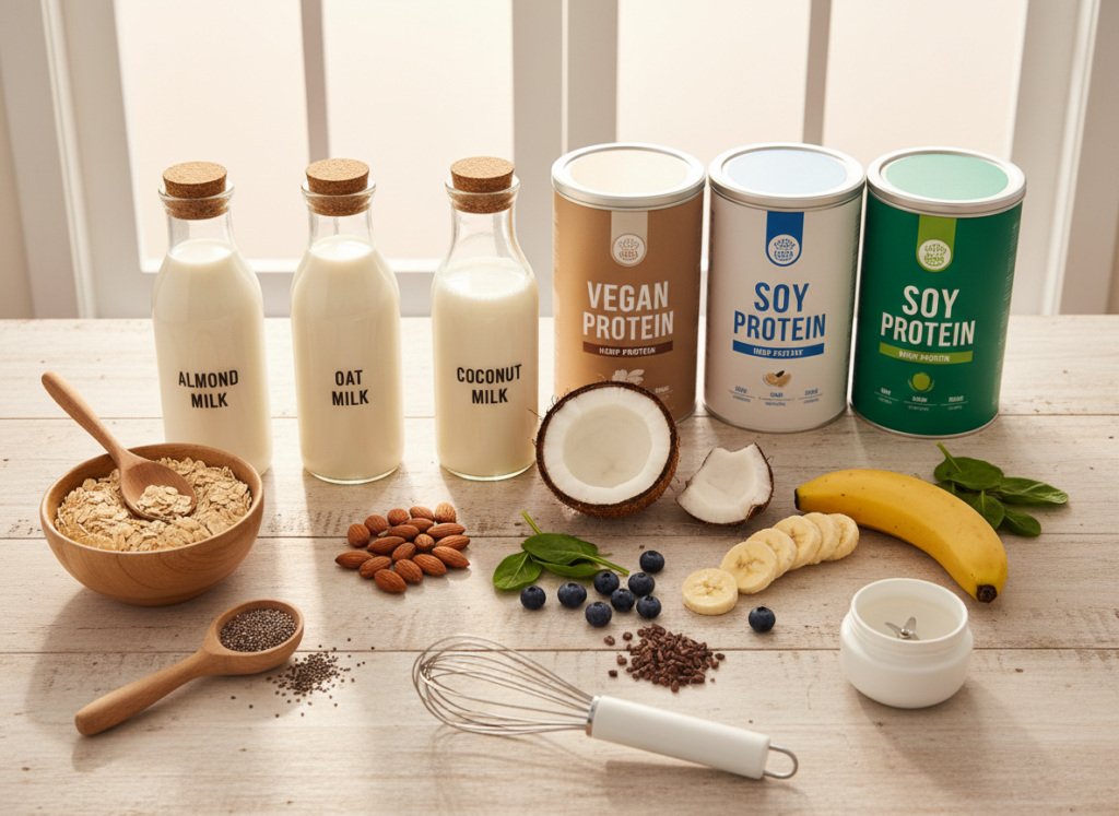 various milk alternatives and protein options for dietary restrictions