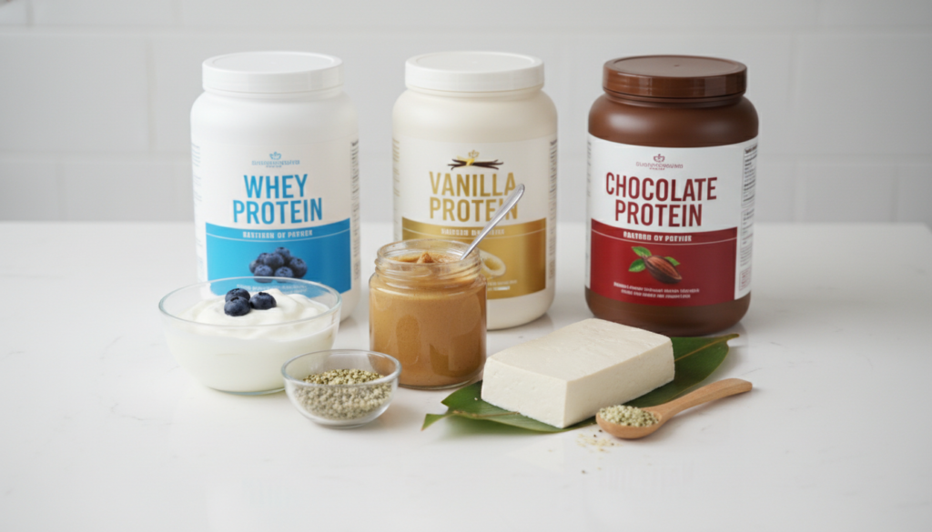 various protein powder types and natural protein sources