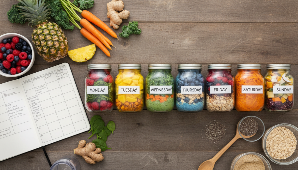 weekly meal prep with protein smoothies