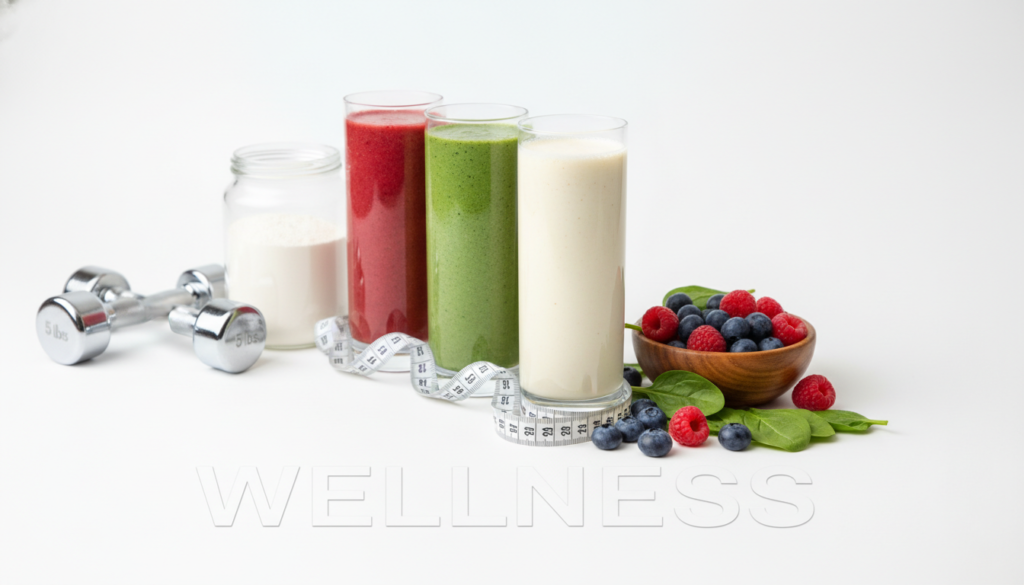 weight loss focused protein smoothies with measuring tape