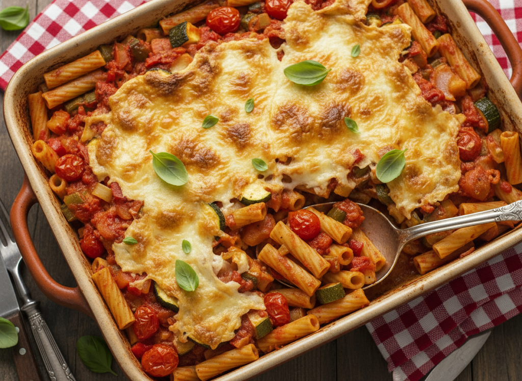baked ziti with vegetables and vegan cheese baked ziti with vegetables and vegan cheese