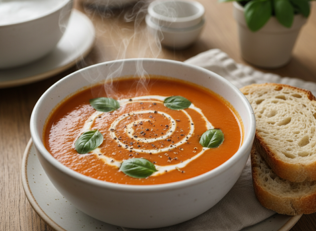 creamy tomato soup with fresh basil creamy tomato soup with fresh basil