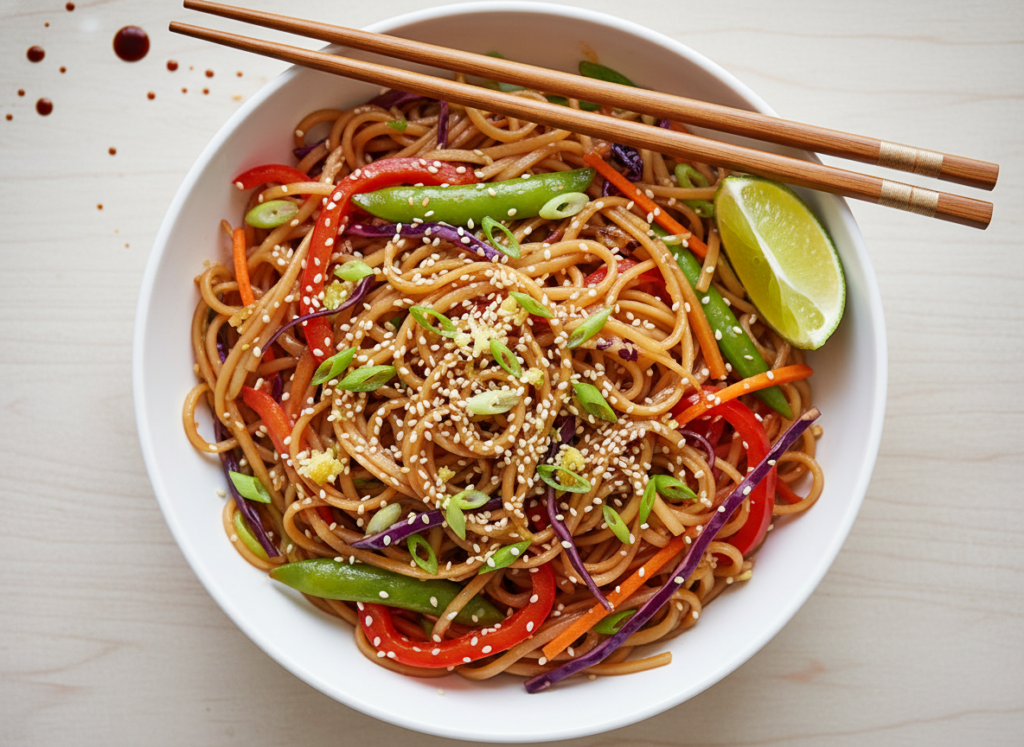 ginger garlic noodle stir fry with vegetables ginger garlic noodle stir fry with vegetables