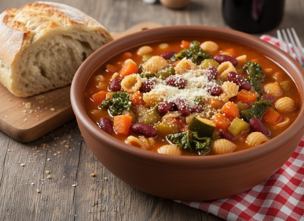 hearty minestrone soup with pasta and beans hearty minestrone soup with pasta and beans