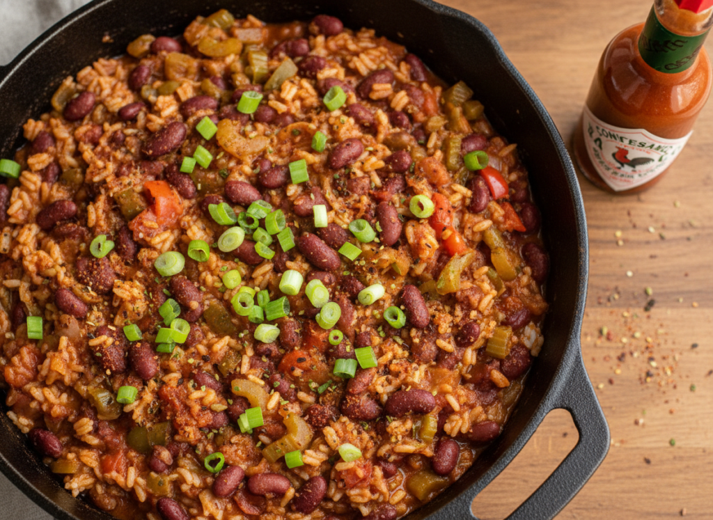 jambalaya with rice beans and vegetables in a pot jambalaya with rice beans and vegetables in a pot