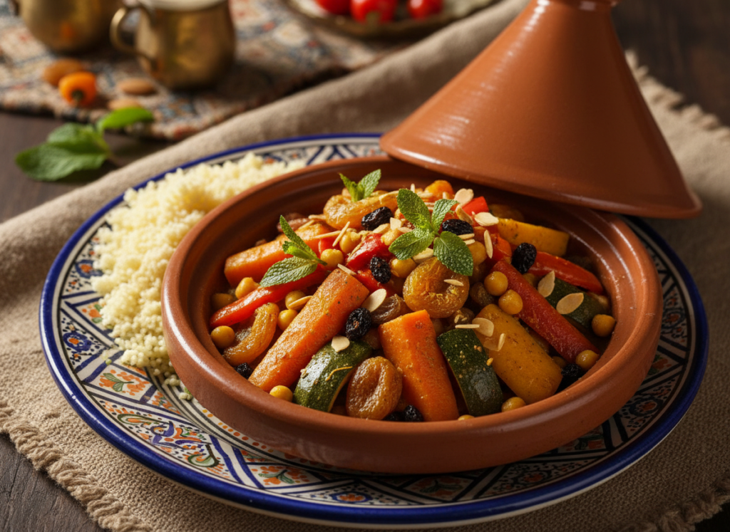 moroccan vegetable tagine with couscous moroccan vegetable tagine with couscous