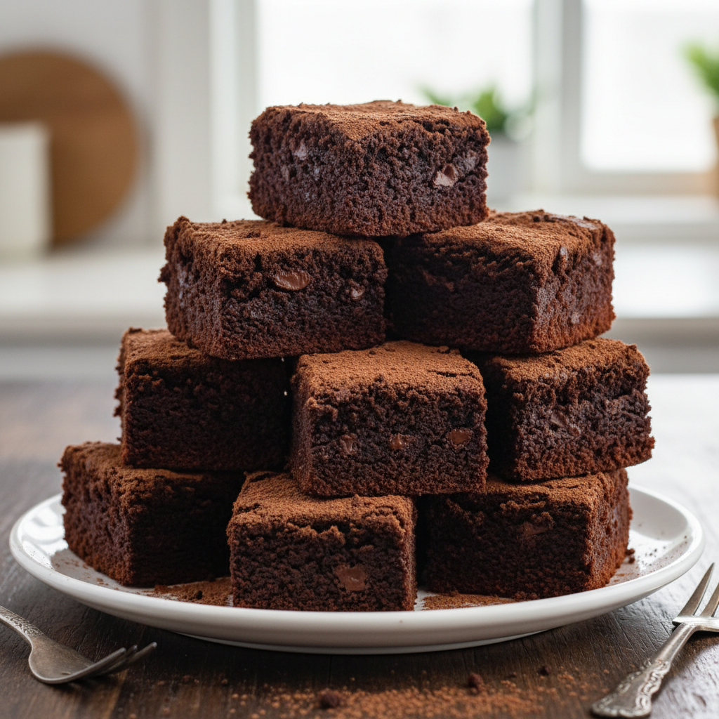 Brownies de chocolate keto cortados en cuadrados perfectos