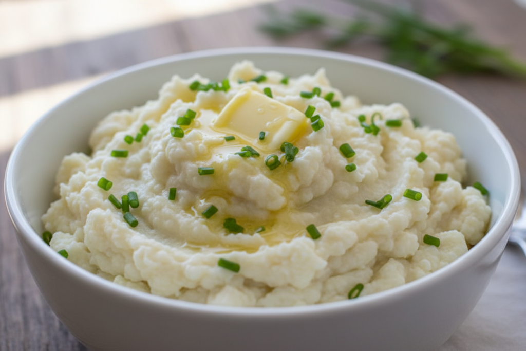 Creamy cauliflower mash with butter and herbs