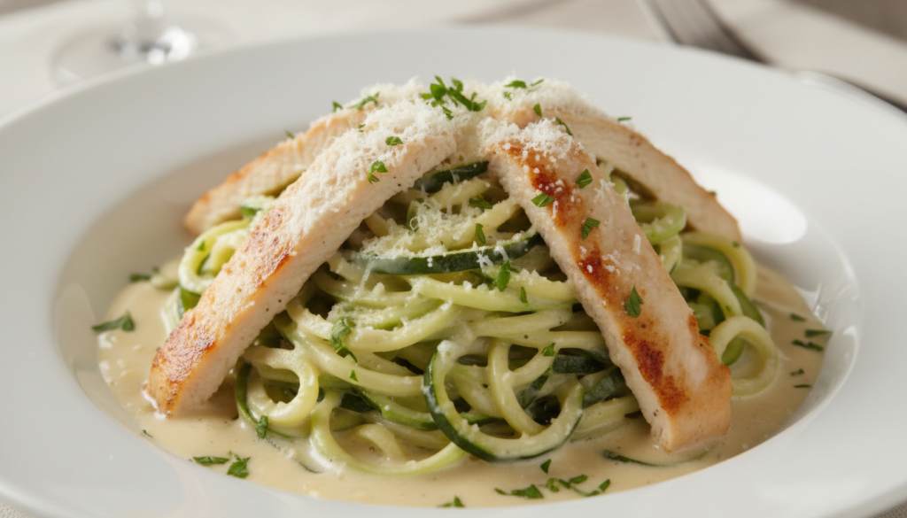 Creamy keto chicken alfredo with zucchini noodles