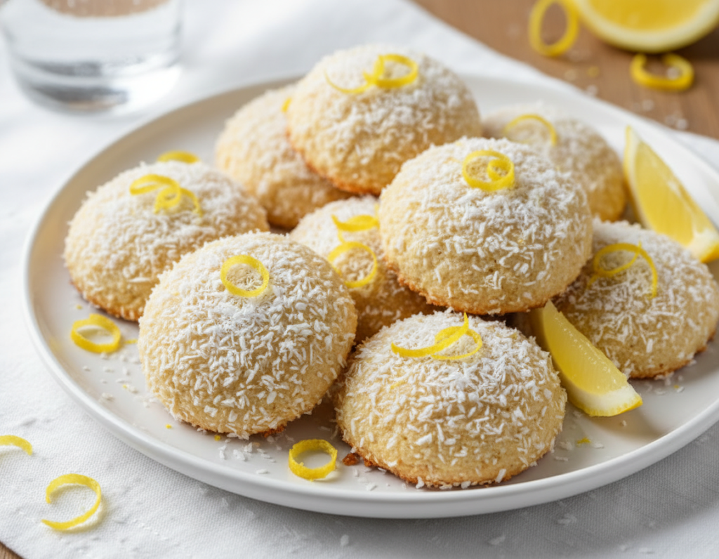 Galletas de coco y limón con ralladura fresca