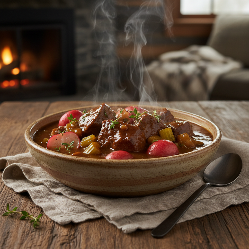 Keto beef stew in instant pot with vegetables