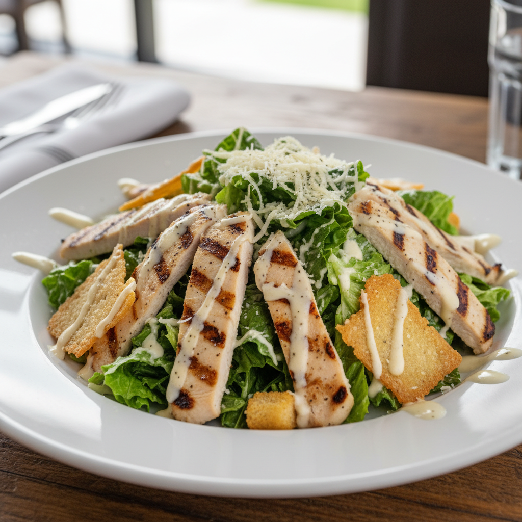 Keto chicken caesar salad with parmesan crisps