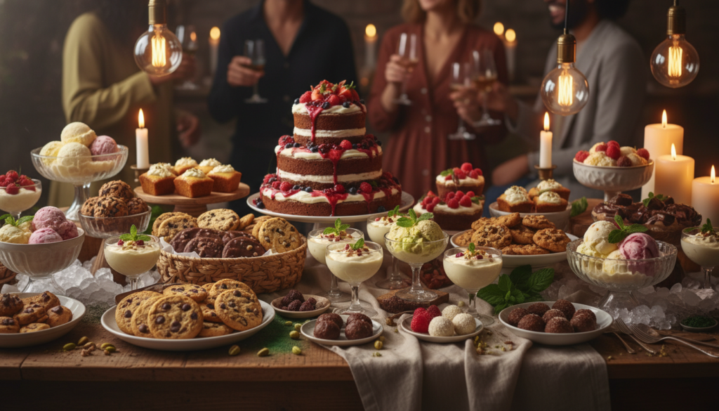 Mesa abundante con variedad de postres keto