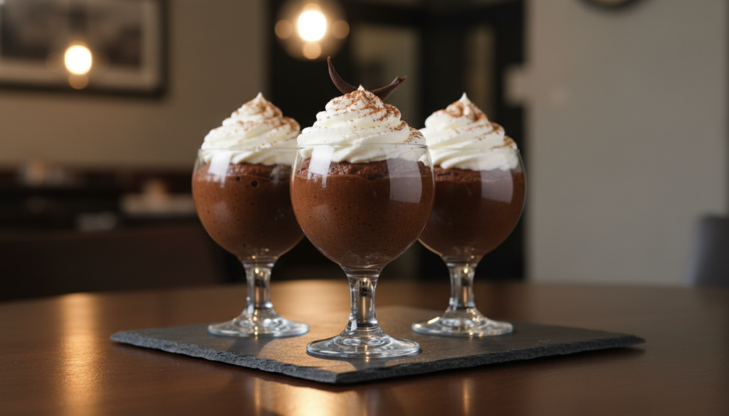 Mousse de chocolate keto en copas de vidrio elegantes