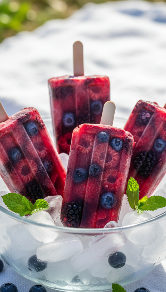 Paletas de helado keto de frutos rojos