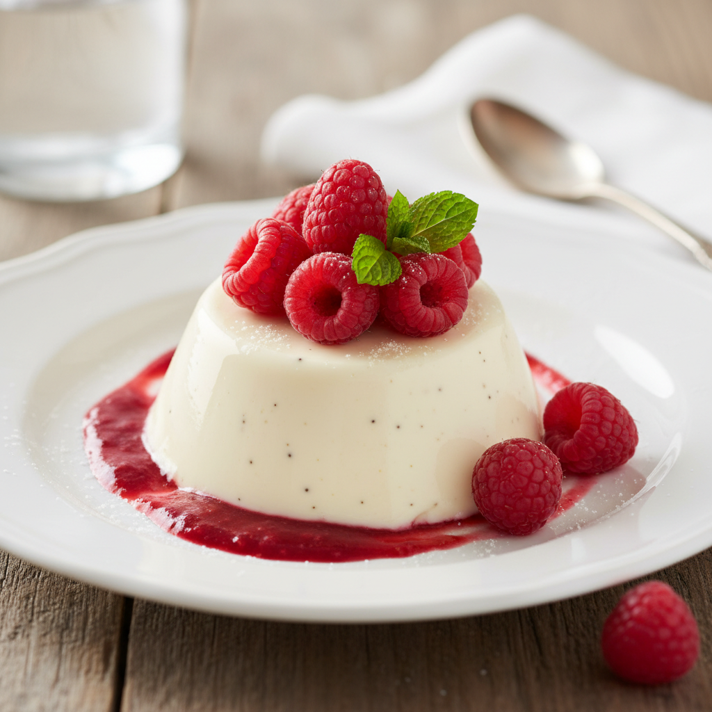 Panna cotta keto de vainilla con frutos rojos