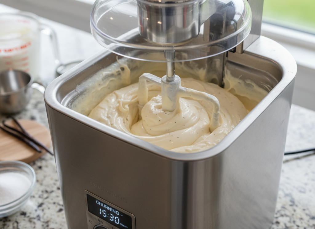 Proceso de preparación de helado keto en máquina