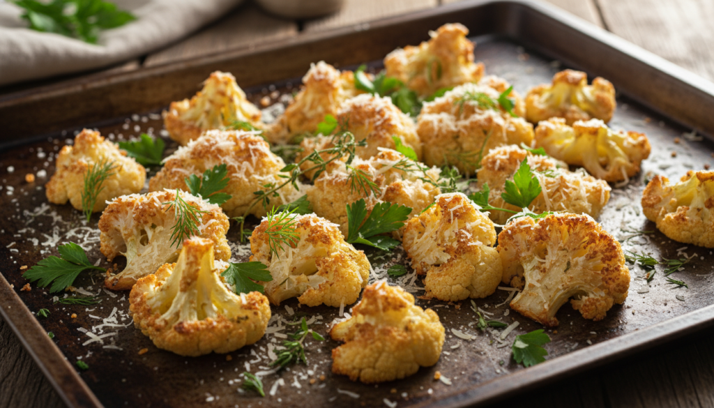 Roasted cauliflower with parmesan and herbs