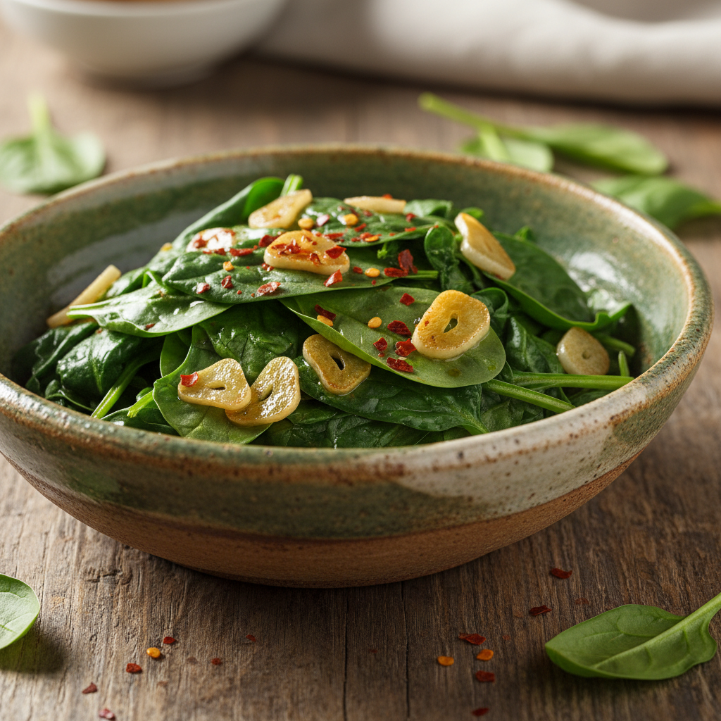 Sautéed spinach with garlic and olive oil