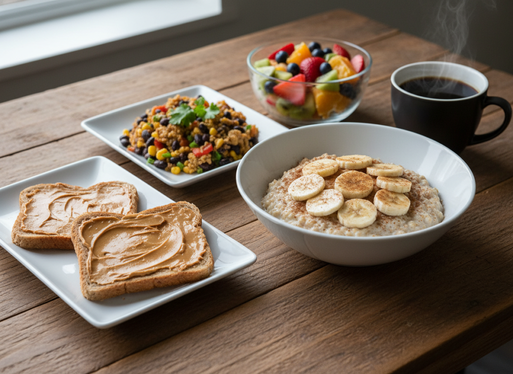 Simple vegan brunch spread made from affordable ingredients looking elegant