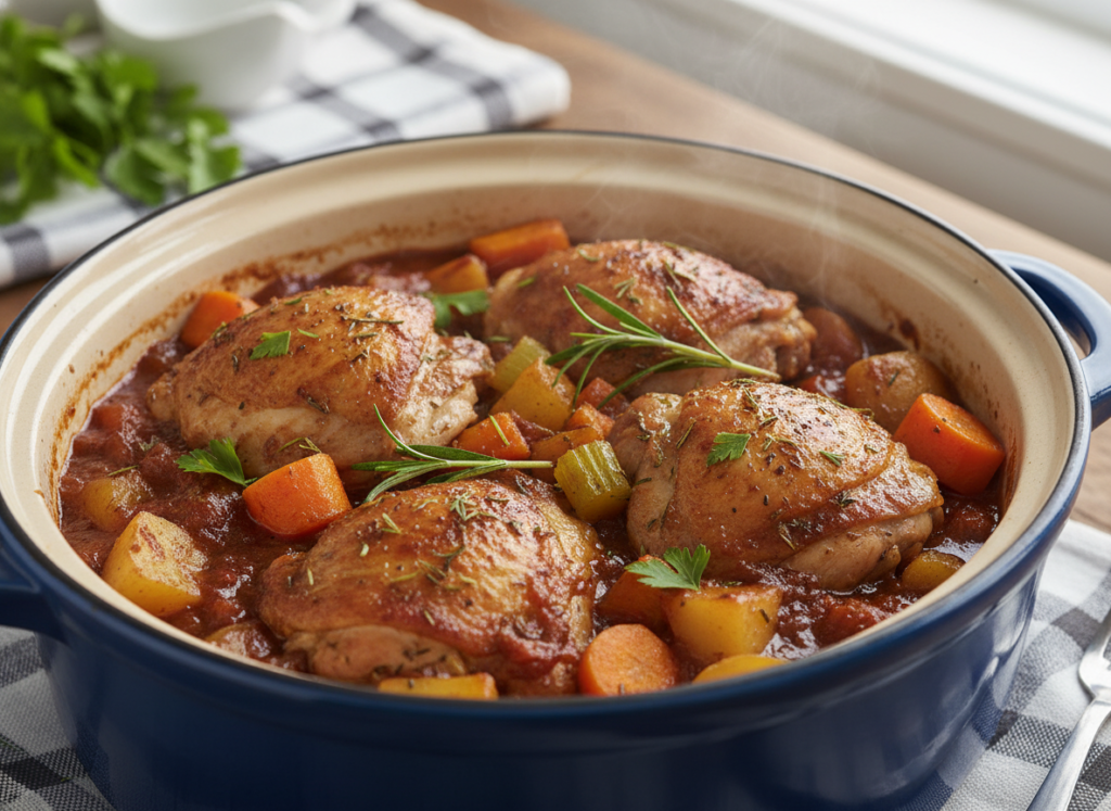 Slow cooker keto chicken thighs with vegetables