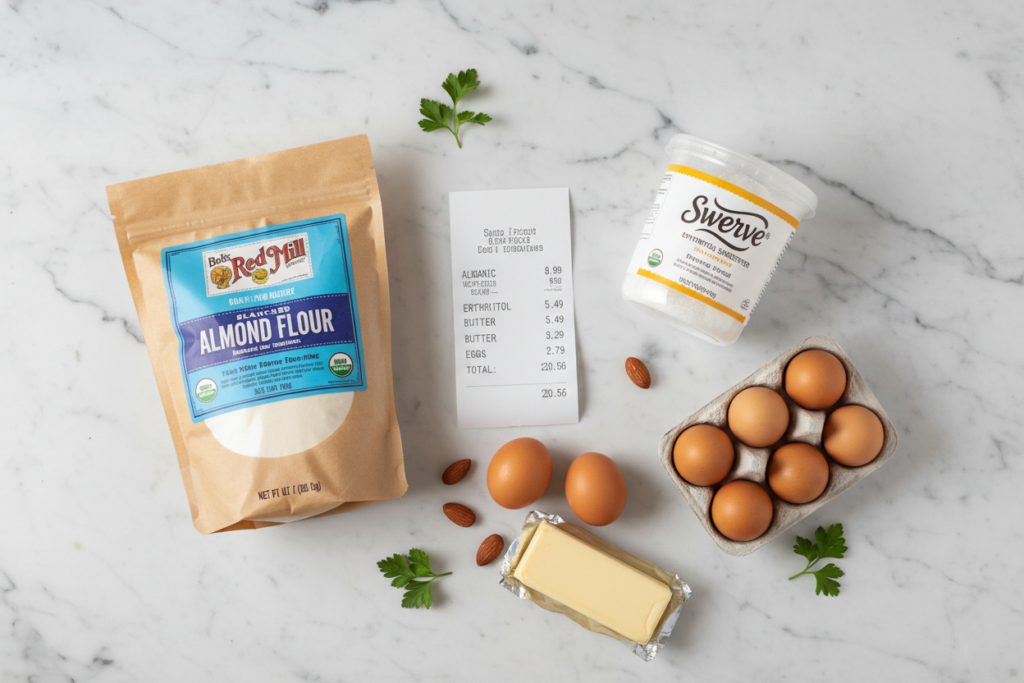 affordable keto dessert ingredients on grocery store receipt