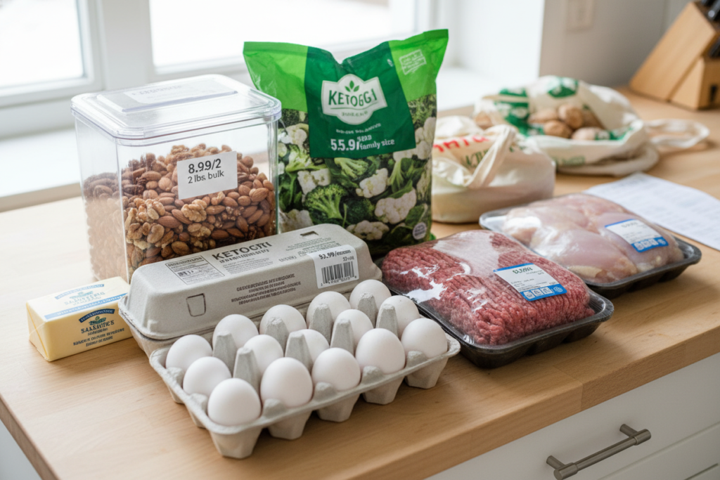 affordable keto groceries and meal prep ingredients
