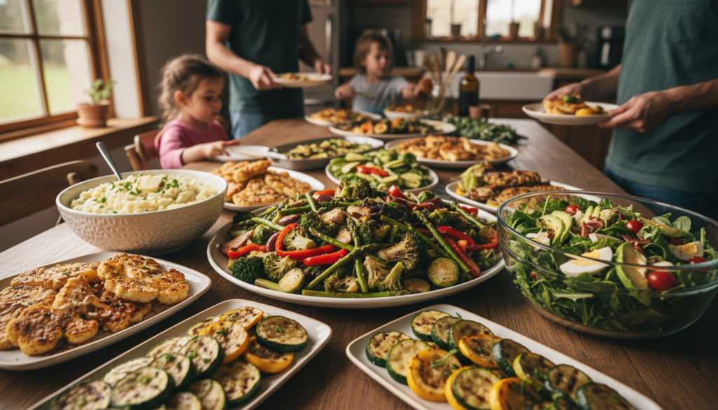 assortment of keto side dishes on serving plates assortment of keto side dishes on serving plates