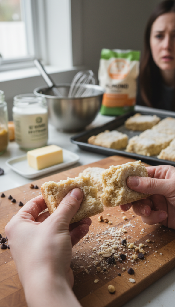 baker examining keto dessert texture