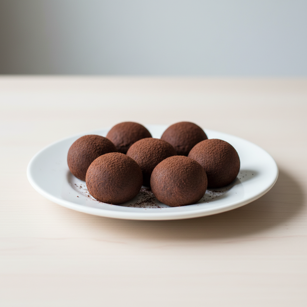 chocolate fat bombs on white plate