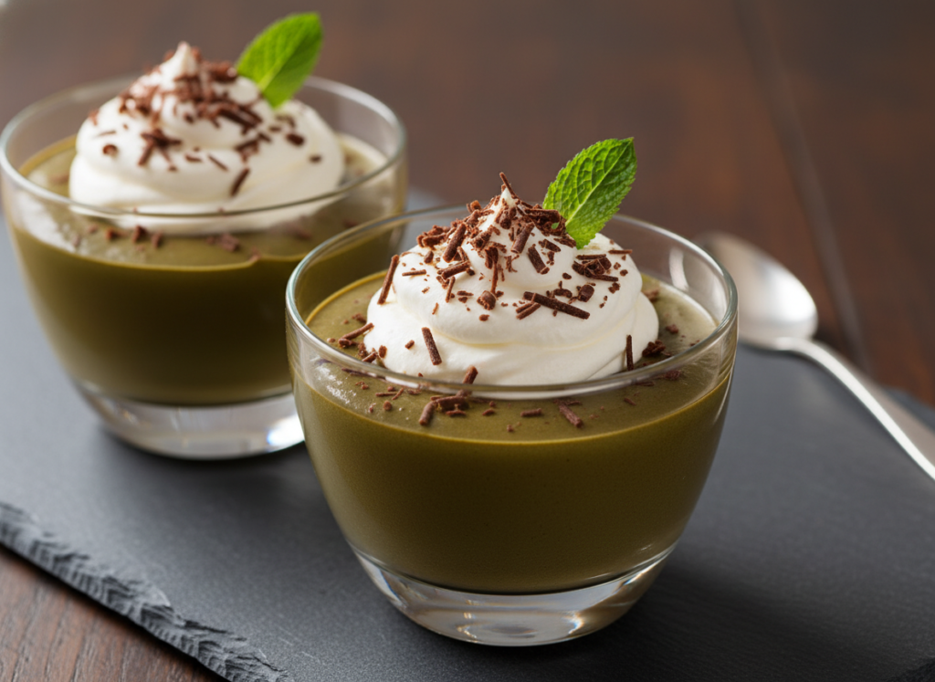 chocolate mousse made with avocado in glass dessert cups