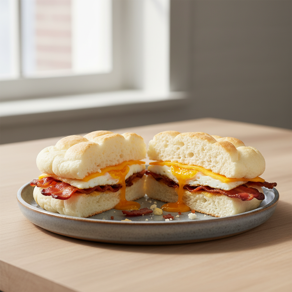 cloud bread breakfast sandwich with egg