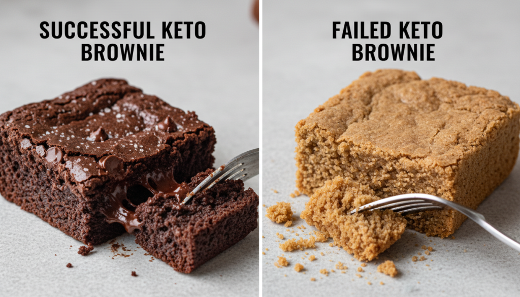 comparison of properly made versus failed keto dessert