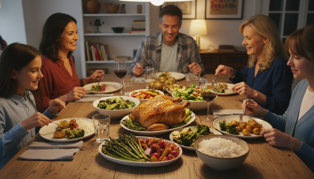 family dinner with keto and non-keto options together