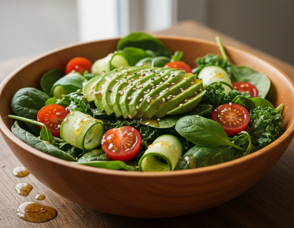 fresh keto salad with avocado and vegetables fresh keto salad with avocado and vegetables