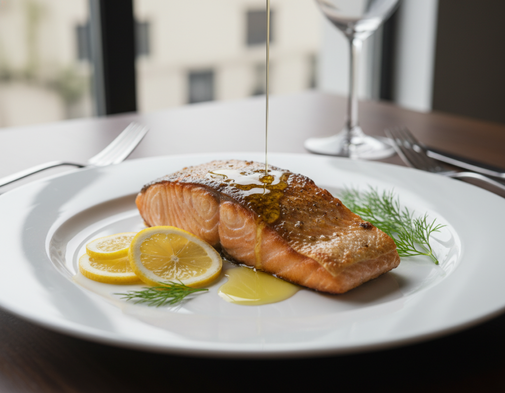 grilled salmon fillet with lemon and herbs grilled salmon fillet with lemon and herbs