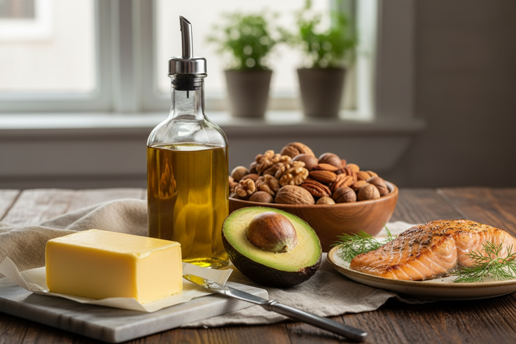 healthy fats for keto diet including avocado, nuts, and oils healthy fats for keto diet including avocado, nuts, and oils