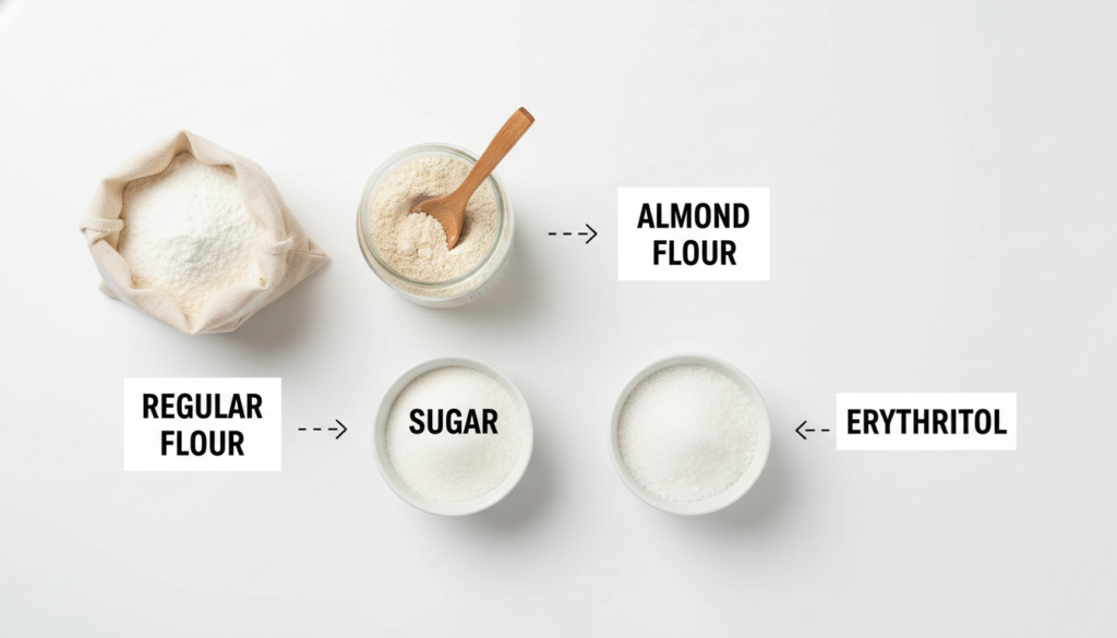 ingredient substitution chart showing keto alternatives
