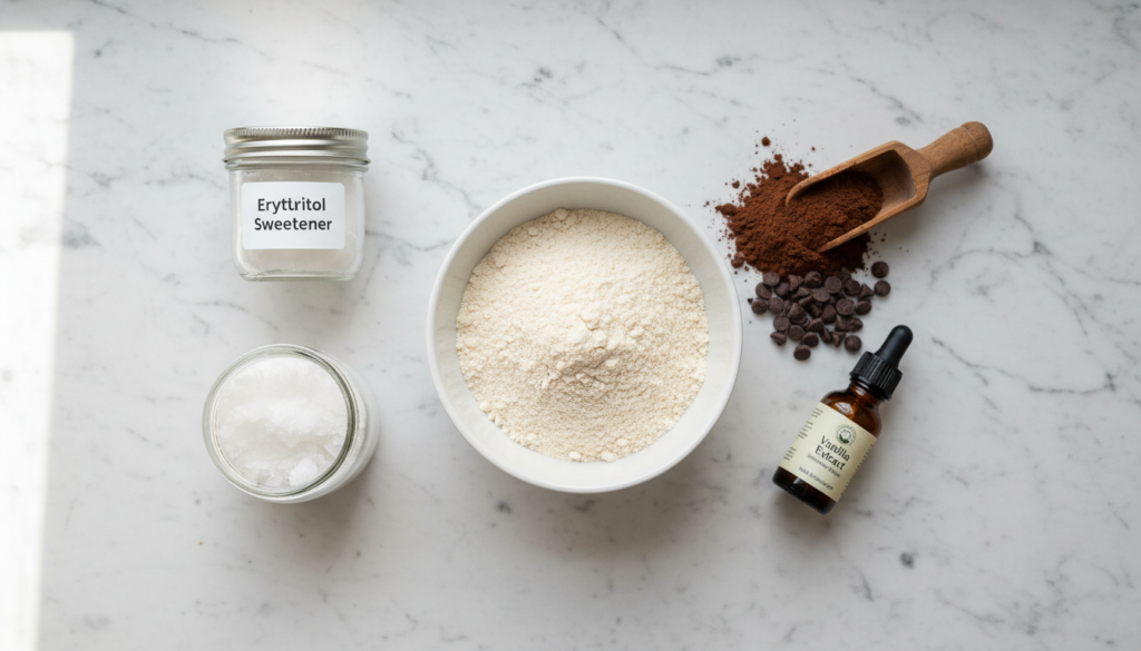 keto baking ingredients arranged on counter
