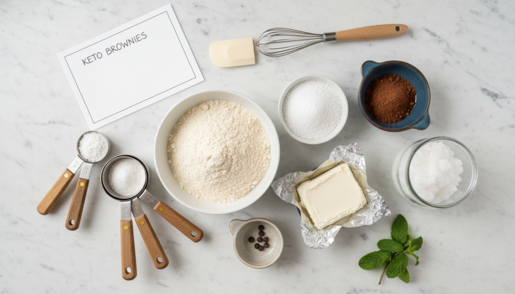 keto baking ingredients laid out on counter