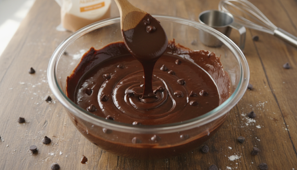 keto brownie batter in mixing bowl