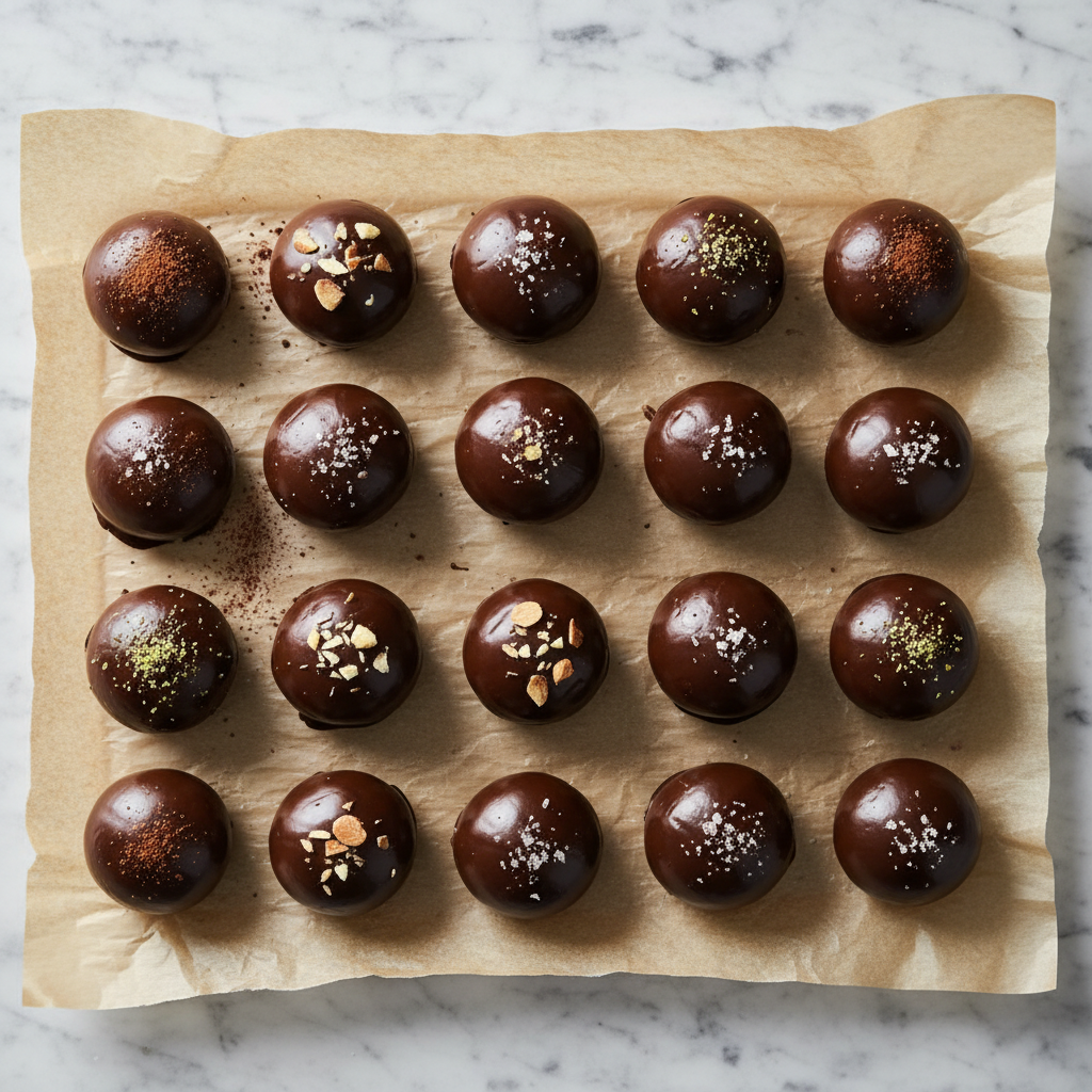 keto chocolate fat bombs on parchment paper