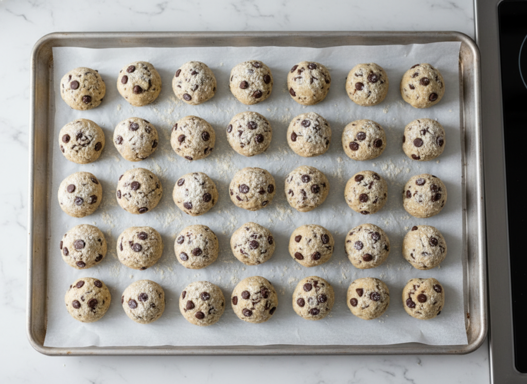 keto cookie dough bites on parchment paper