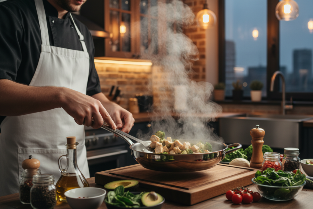 keto cooking in action with fresh ingredients keto cooking in action with fresh ingredients