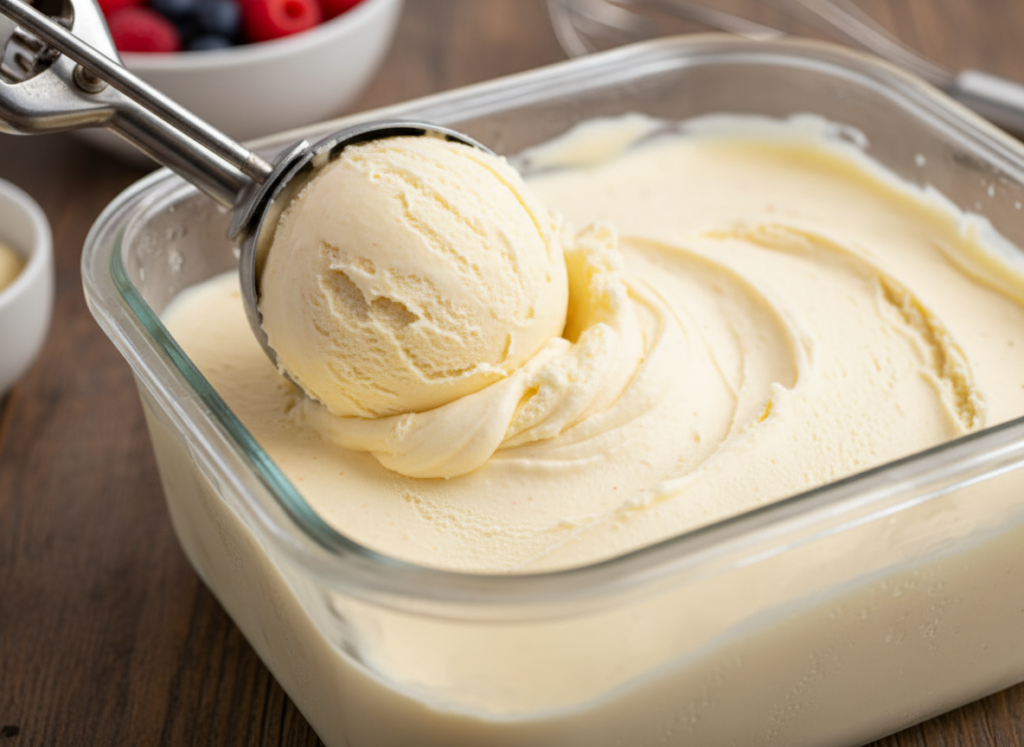 keto ice cream being scooped keto ice cream being scooped