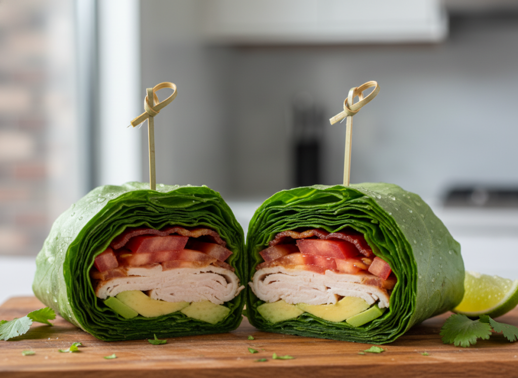 keto lettuce wrap turkey club with bacon and avocado keto lettuce wrap turkey club with bacon and avocado